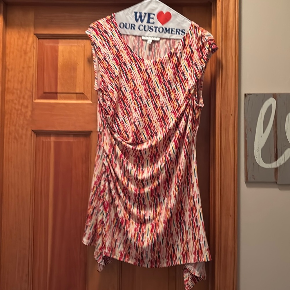 Multi-colored sleeveless long top by Chaus.  It is vibrant and so beautiful.